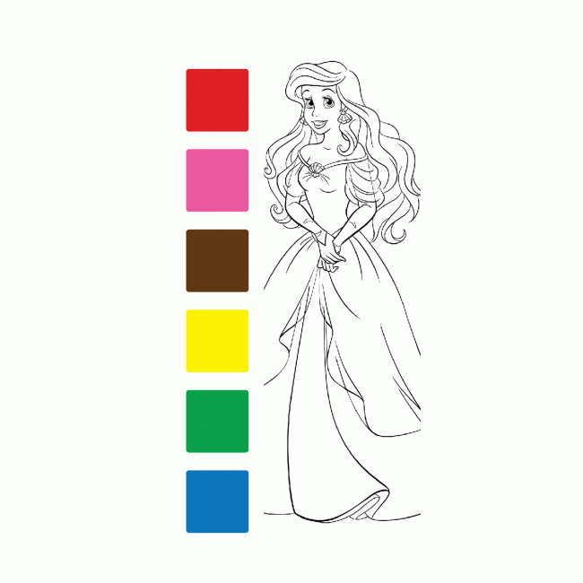 Disney Princess สมุดภาพระบายสีแบบพกพา Magic Fun + สีน้ำและพู่กัน